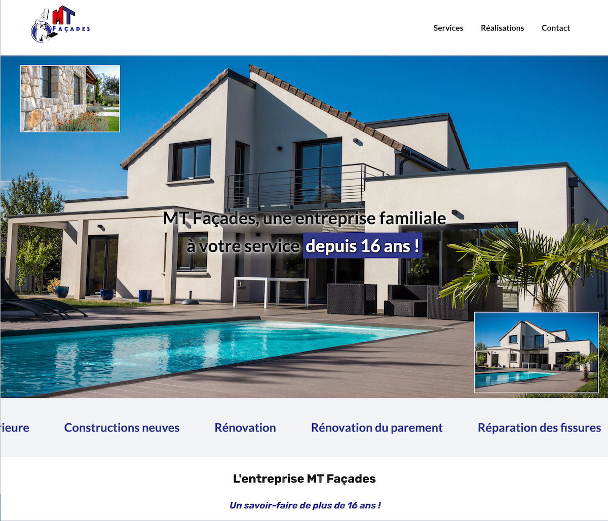 Réalisation site web MT FACADES, vue mobile